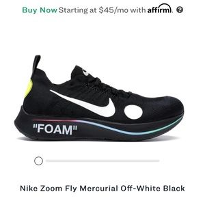 NWOB Nike off white zoom mercurial black 10.5